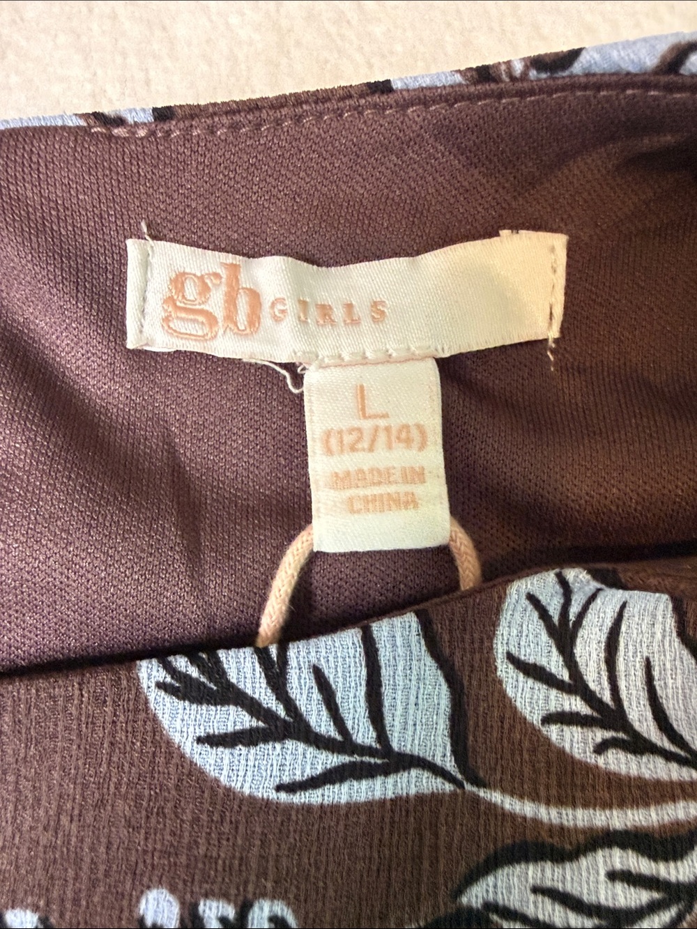 GB girls Brown Dress with Blue Floral Print - Picture 2 of 7